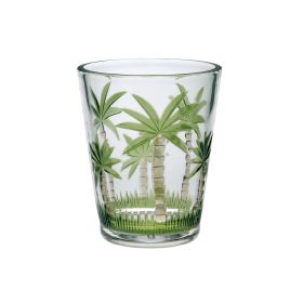 Palm Tree Design Acrylic Glasses Drinking Set of 4 DOF (15oz), Plastic Drinking Glasses, BPA Free Cocktail Glasses, Drinkware Set, Plastic Water Tumbl