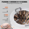 VEVOR Chicken Plucker Machine, 20" Diameter Stainless Steel Drum De-Feather Remover Poultry, 280RPM Defeathering Equipment with 108 Soft Fingers, 500W