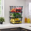 Oceanstar 3-Tier Metal Wire Storage Basket Stand with Removable Baskets ‚Äì Black