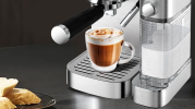 1350W Semi-Automatic Espresso Machine 20Bar (ULKA) High Pressure Pump Extract 1 / 2 Cappuccino or Latte ESE POD Capsule Filter and Steam Bar 1.8L Wate