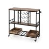 Dinning Supplies Bar Cart on Wheels with Hook & Glass Racks