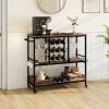 Dinning Supplies Bar Cart on Wheels with Hook & Glass Racks